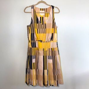 Anthropologie silk sleeveless dress yellow black